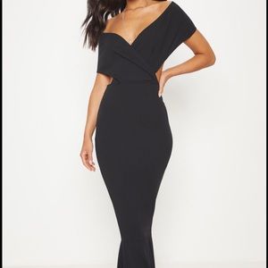 Black formal maxi fishtail gown dress